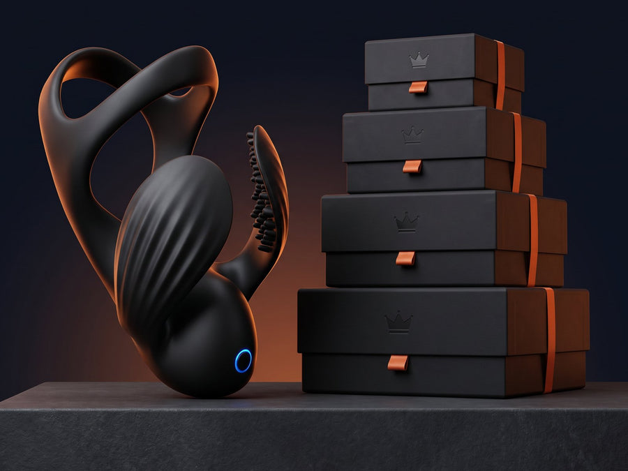 Neuman ApexDrive Elite with a stack of four sealed mystery gift boxes