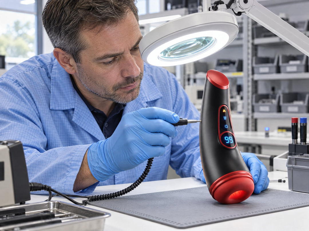 A technician checking a Virex Elite unit under a magnifier lamp