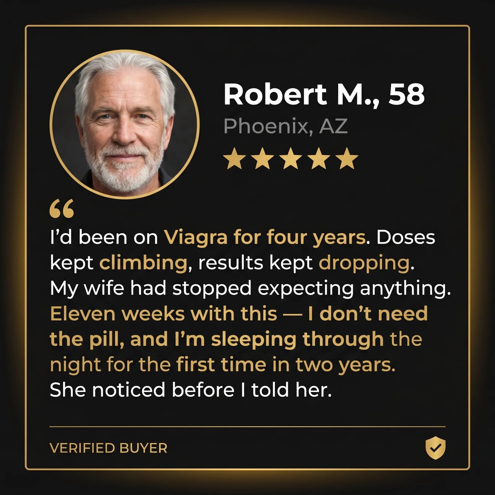 Robert M., 58 — verified buyer review