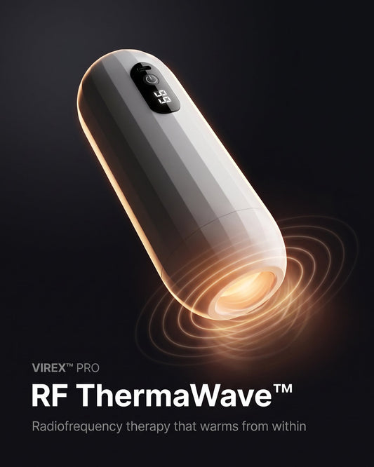 Virex Pro RF ThermaWave device glowing on a dark premium background