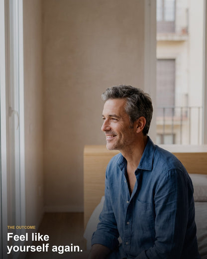 A man in his fifties, relaxed and confident by a window — feel like yourself again