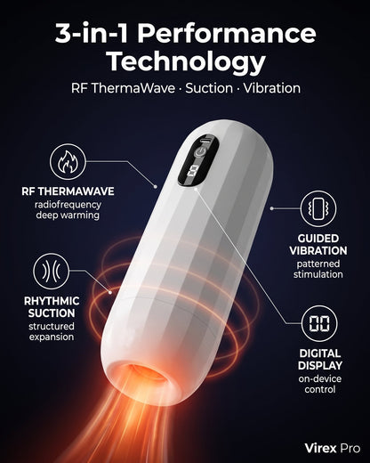 3-in-1: RF ThermaWave radiofrequency, rhythmic suction, guided vibration