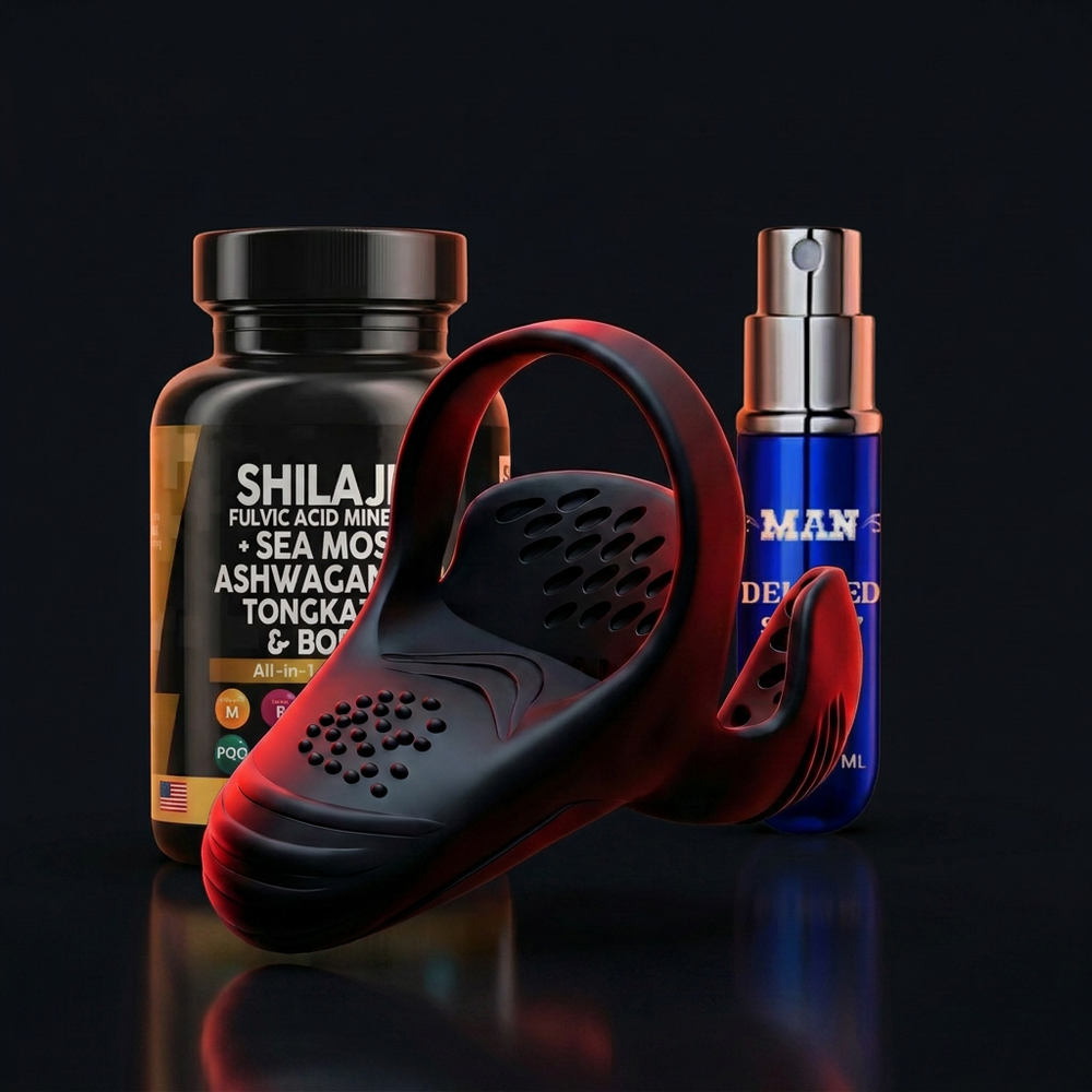 Stronger Erections bundle — ApexDrive Pro + King's Prime + Delay Spray, charcoal render