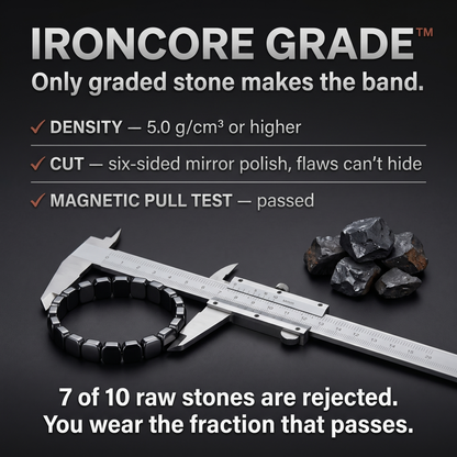IronCore Grade™ — 7 of 10 raw stones are rejected