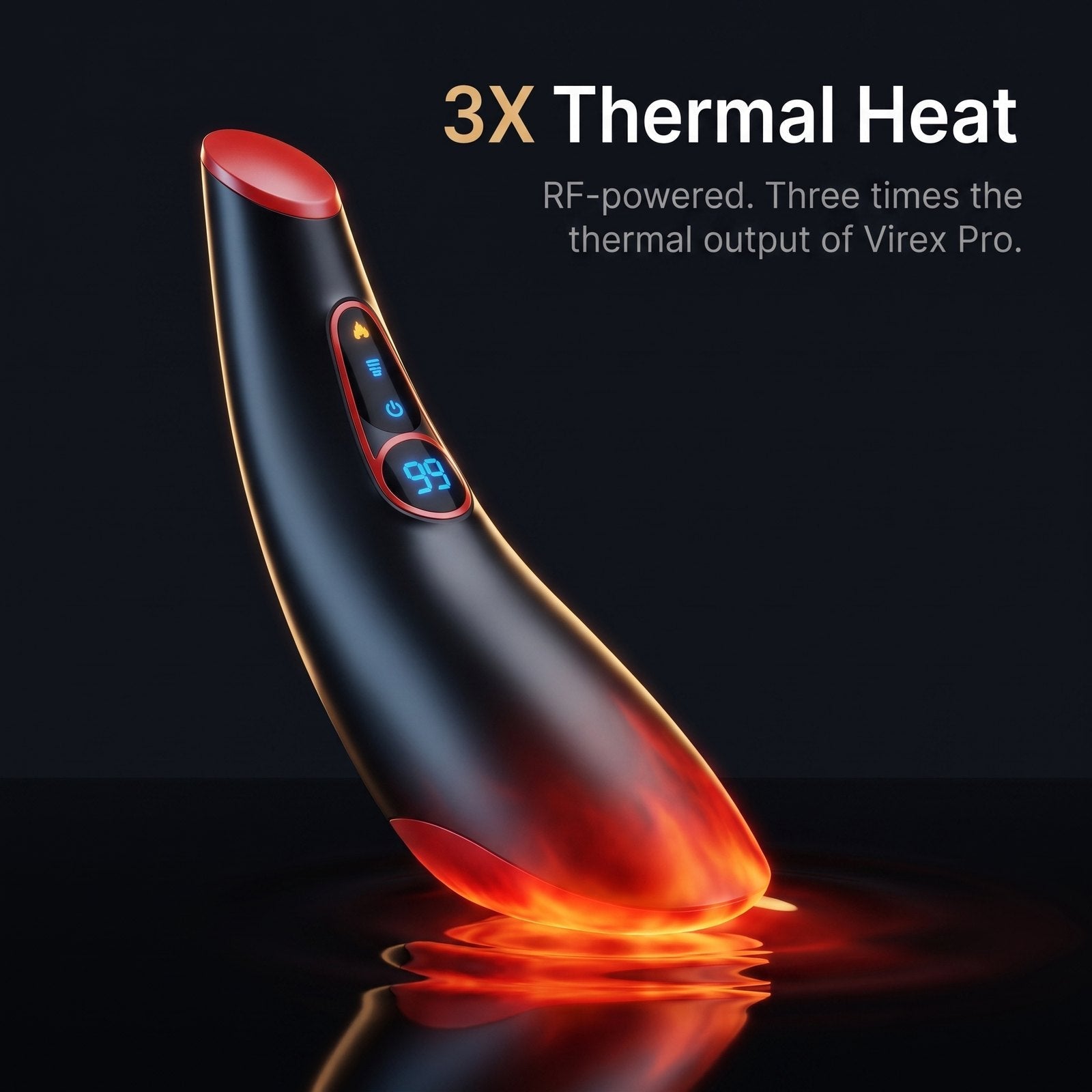 Virex Elite device on obsidian, RF-powered 3X Thermal Heat, gold rim light