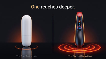 Virex Pro with one heat ring beside Virex Elite with three — one reaches deeper
